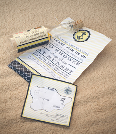 Nautical Baby Shower or Party Invitation - Navy and Yellow